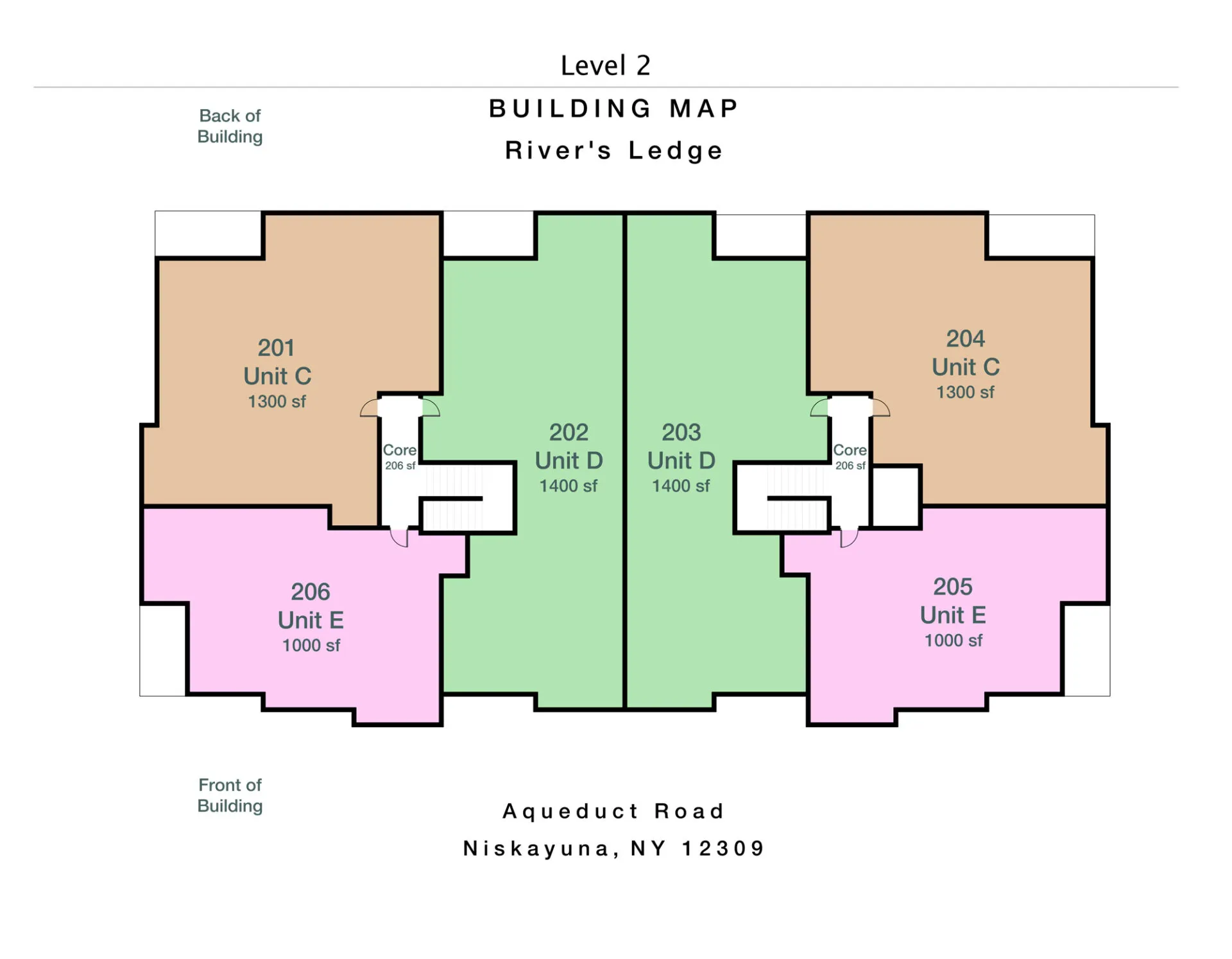 Rivers Ledge Building Map Showing Apartment Units and Private Garages